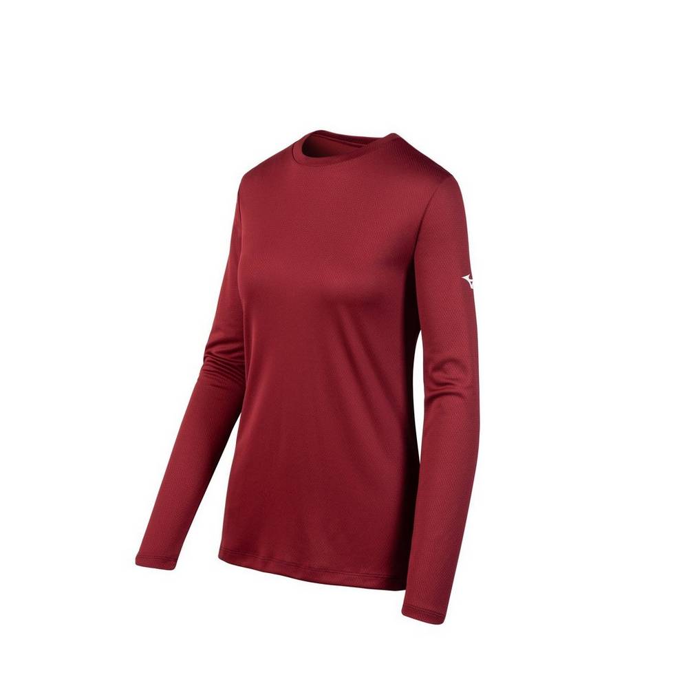 Womens Mizuno Long Sleeve T-Shirts Burgundy Philippines (ANHBMK743)